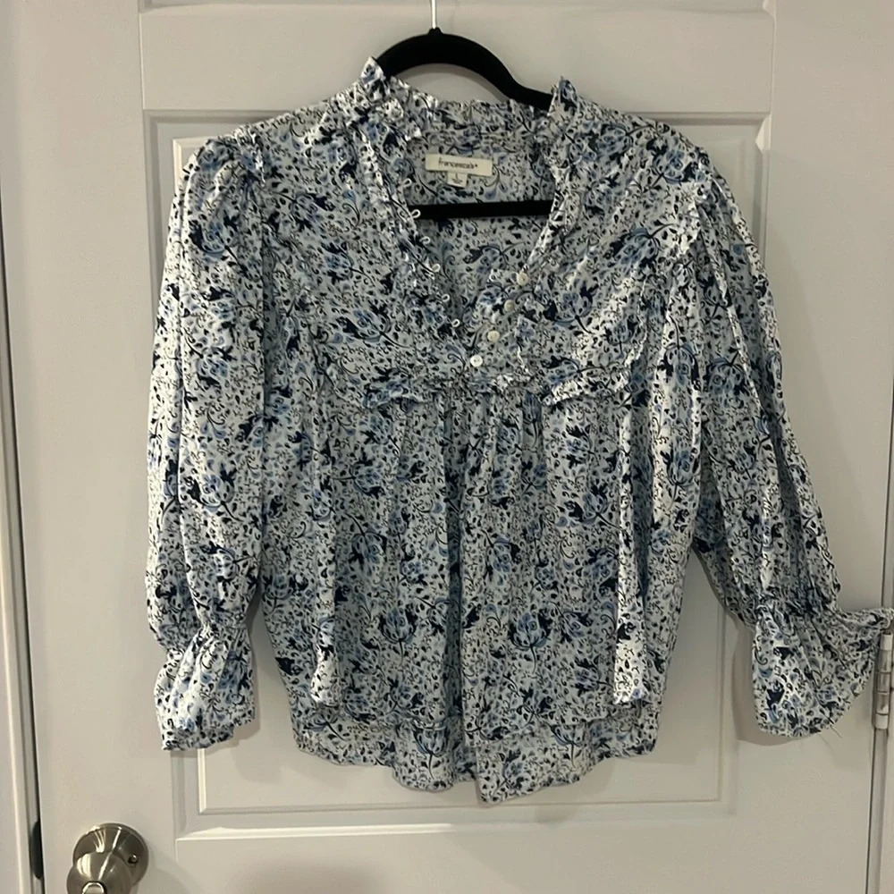 Francesca’s Blue Floral Blouse size Large​